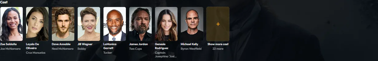 Plekt TV show detail page showing credited cast members